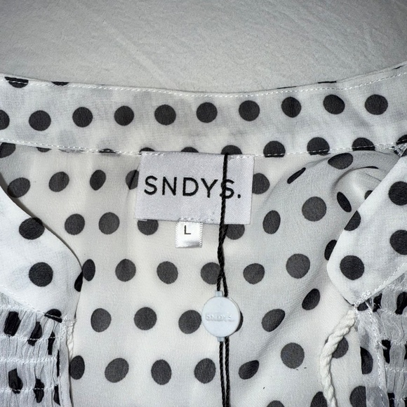 SNDYS | Connie Polka Dot Dress with Tie Neck | L - Picture 12 of 12